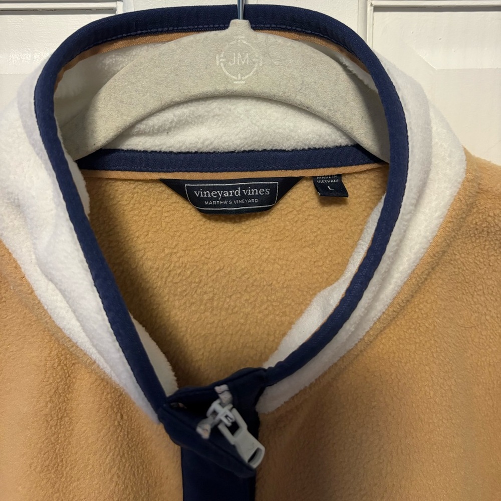Vineyard Vines cream pullover 1/4 zip fleece sweatshirt women’s size l large - Picture 2 of 5